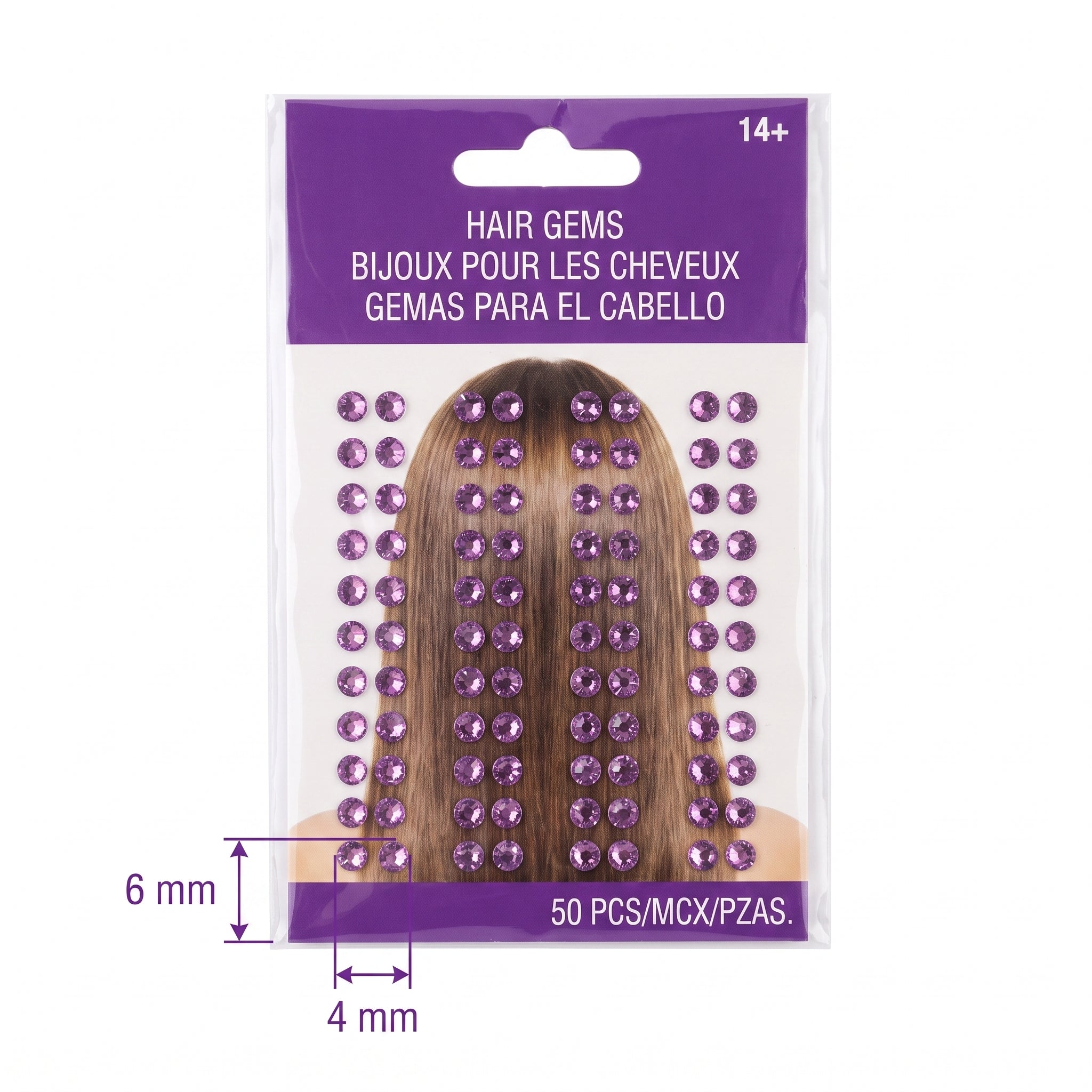 Purple Hair Gems Set - 50 Piece Set