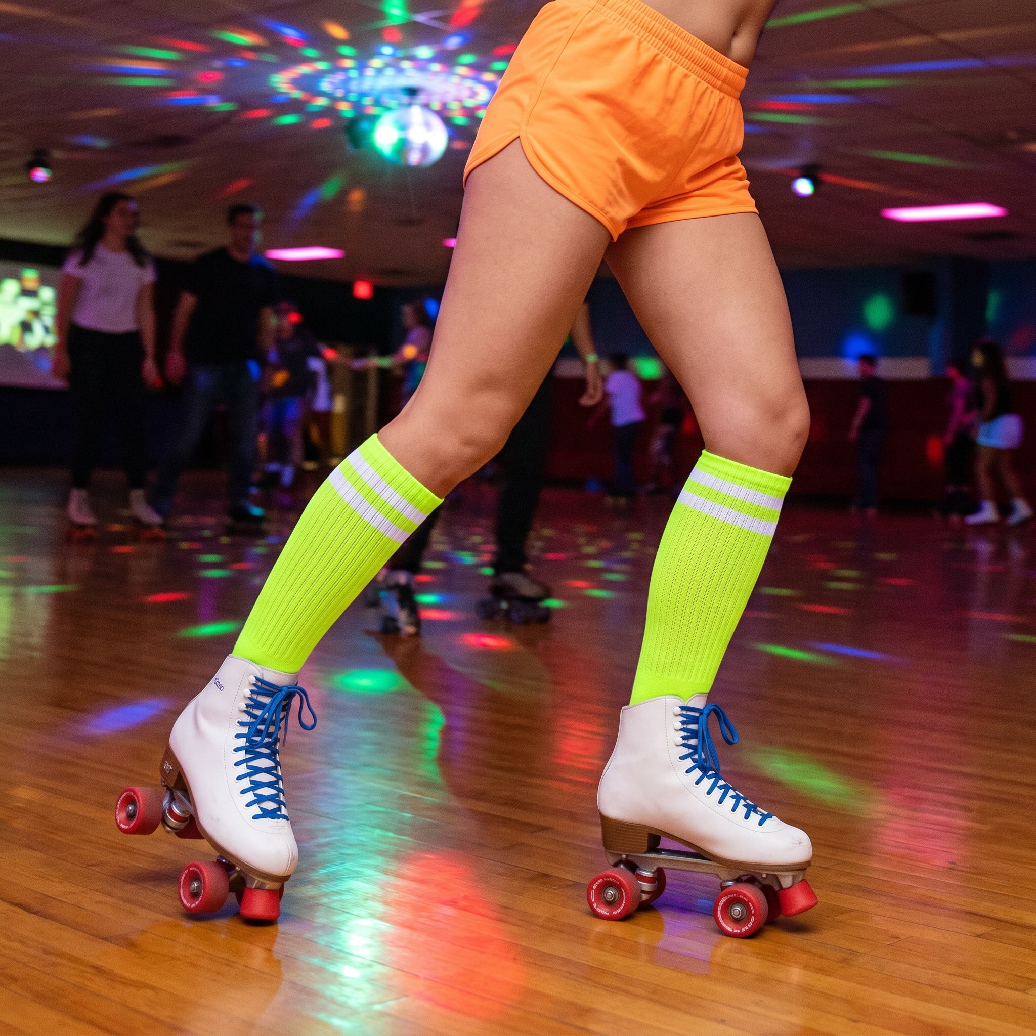 Neon Kiwi Striped Knee-High Athletic Socks