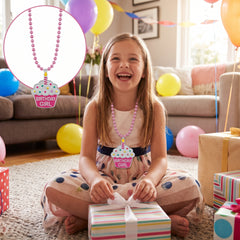 "Birthday Girl" Cupcake Bling Bead Necklace