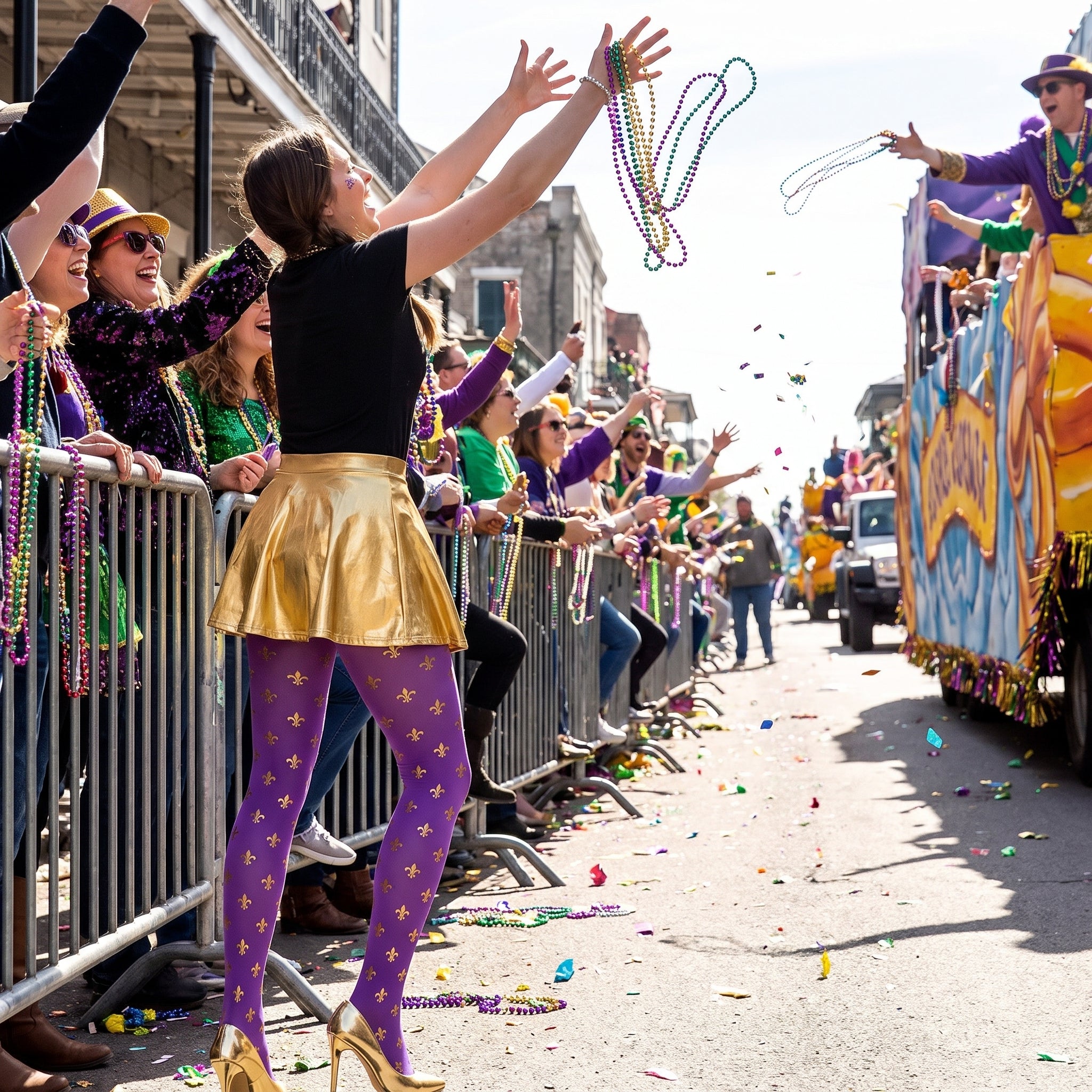 Mardi Gras Fleur De Lis Tights