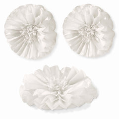 White Fluffy Flower Tissue Pom Poms - 16" Decorative Set for Weddings