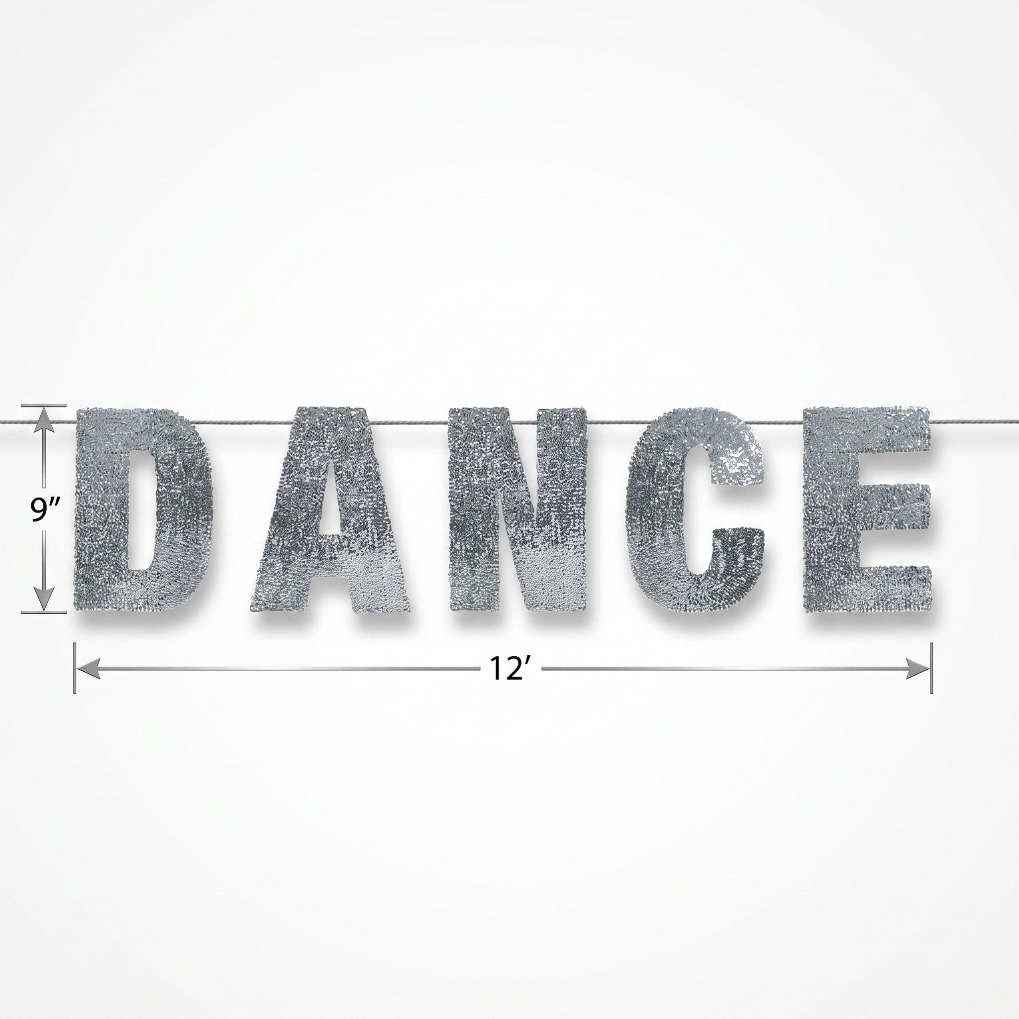 Silver Sequin "Dance" Hanging Banner for Birthday Celebrations