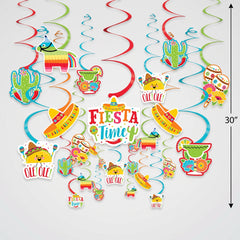 Fiesta Time Swirl Hanging Decorations Set - 30 Pack