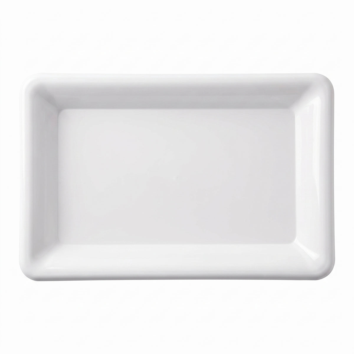 Elegant White Rectangle Plastic Serving Tray - 9" x 14.25"