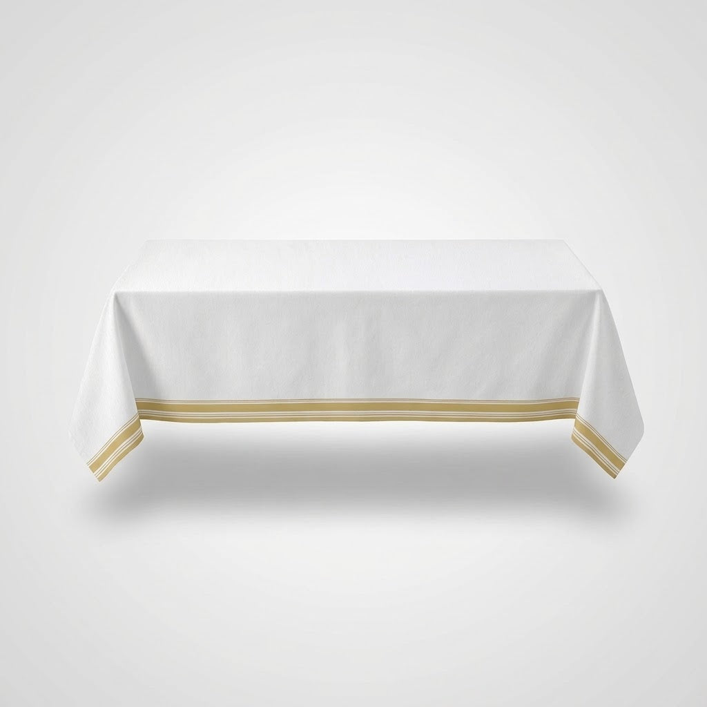 Elegant Gold-Striped Airlaid Table Cover - 54"x102"