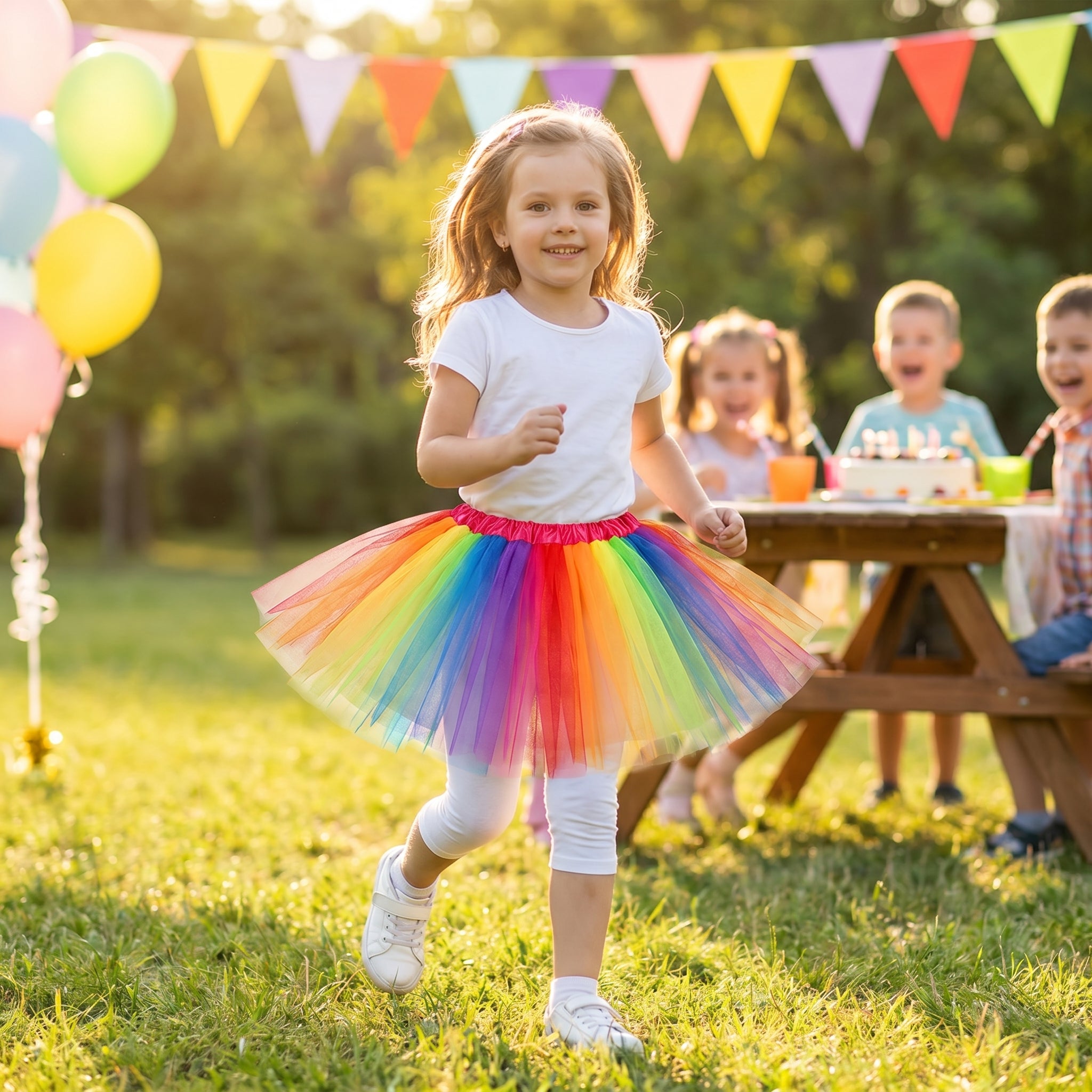 Rainbow Tutu Skirt for Kids - Layered Tulle Costume Accessory with Elastic Waist, Colorful Girls Dance Skirt for Parties, Pride, Halloween, One Size