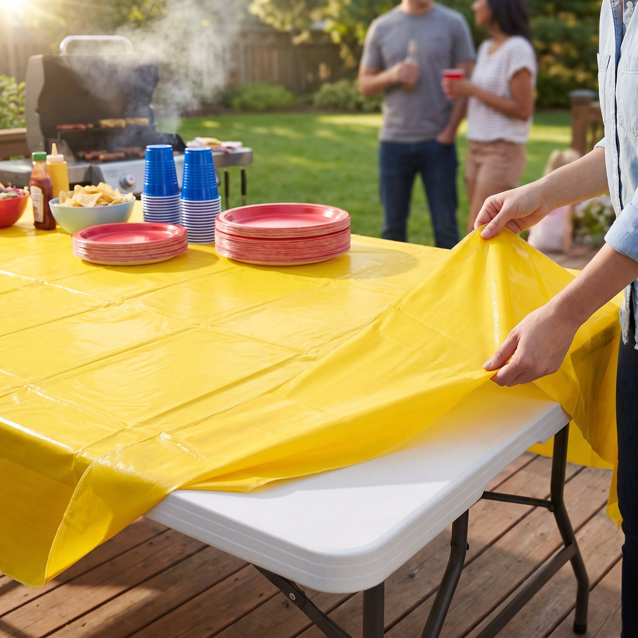 Vibrant Yellow Plastic Table Cover - 54" x 108"