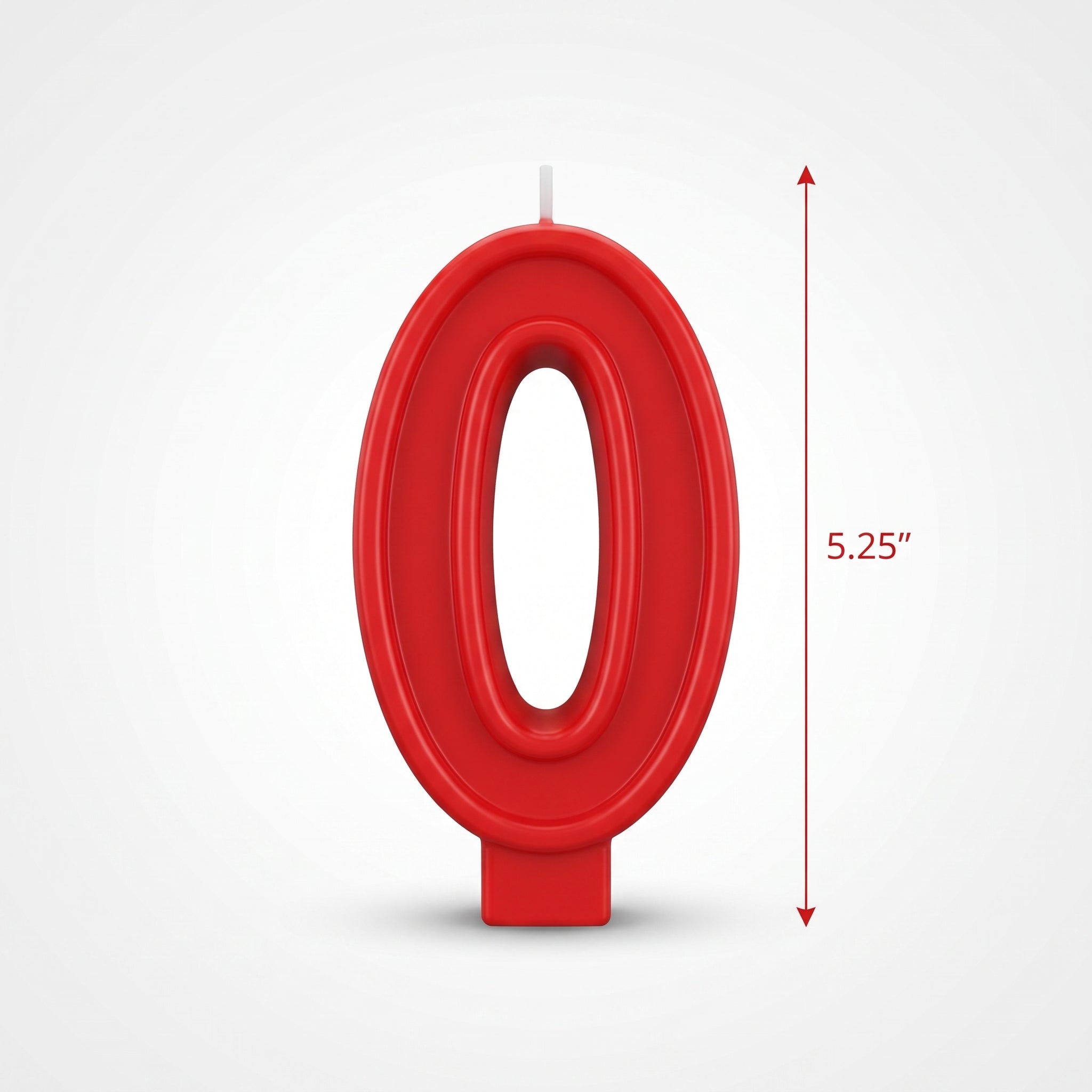 Vibrant Red Number 0 Molded Birthday Candle, 5.25-Inch