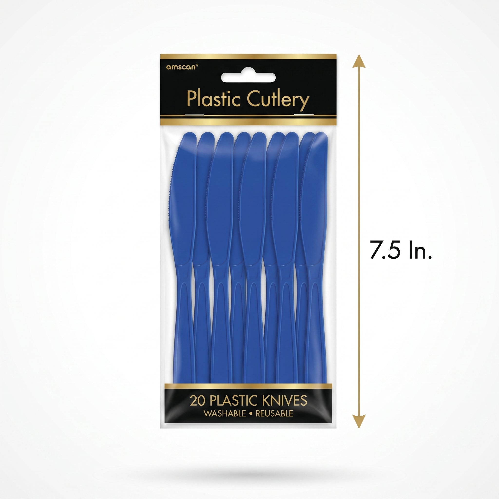 Royal Blue Plastic Knives - 7.5 In. | 20 Count