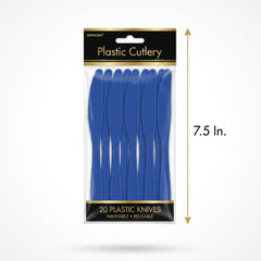 Royal Blue Plastic Knives - 7.5 In. | 20 Count