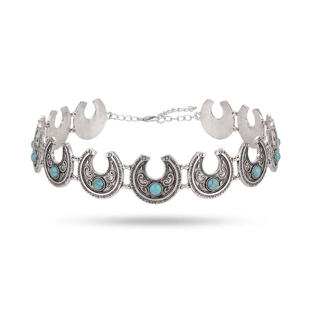 Modern Western Faux Turquoise Halloween Choker Necklace