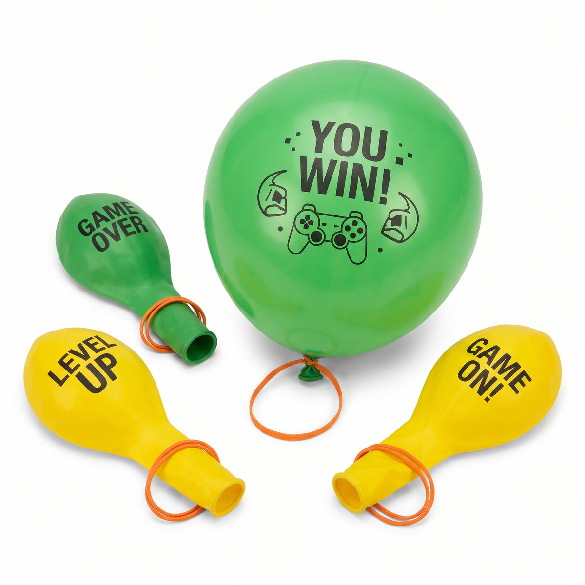 Level Up Punch Balloons - 16" Green & Yellow, 4-Pack