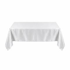 Elegant Metallic White and Silver Fabric Table Cover - 60"x104"