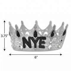 Silver "NYE" Royal Jeweled Crown Tiara for New Year's Eve