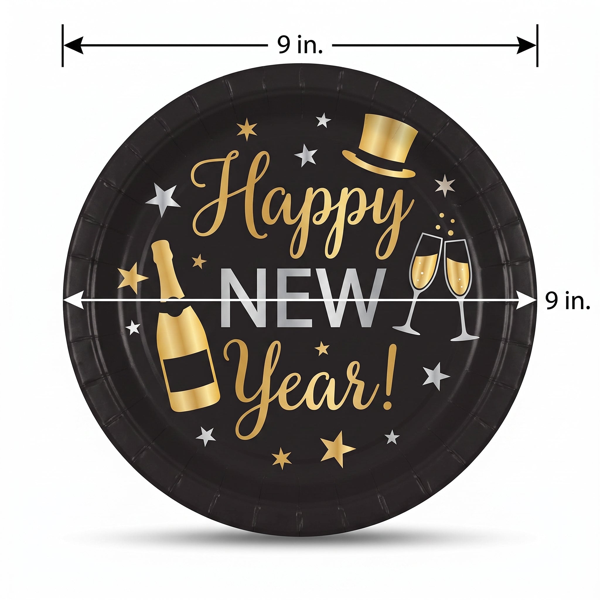Festive 9" New Year's Eve Paper Plates