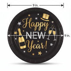 Festive 9" New Year's Eve Paper Plates