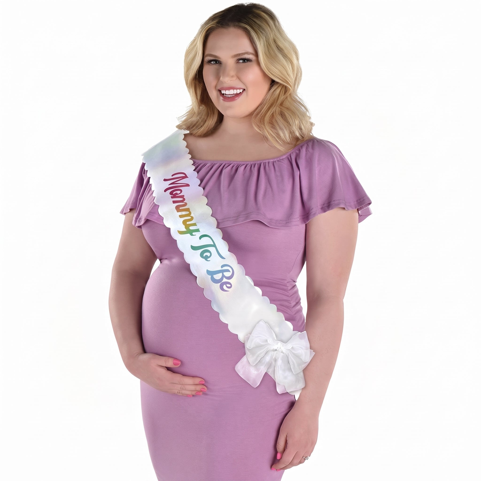 Mommy To Be Scalloped Baby Shower Sash with Bow
