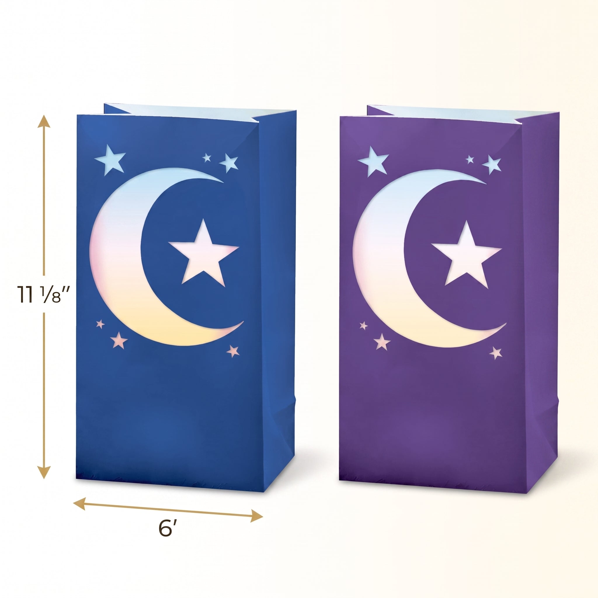 Eid Star and Moon Luminary Candle Bags - Set of 2