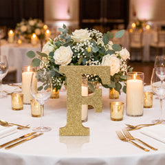 Glitter Gold Letter F Decoration Sign - 4 Inch
