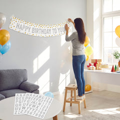 Customizable Gold & Silver Confetti Dot Banner