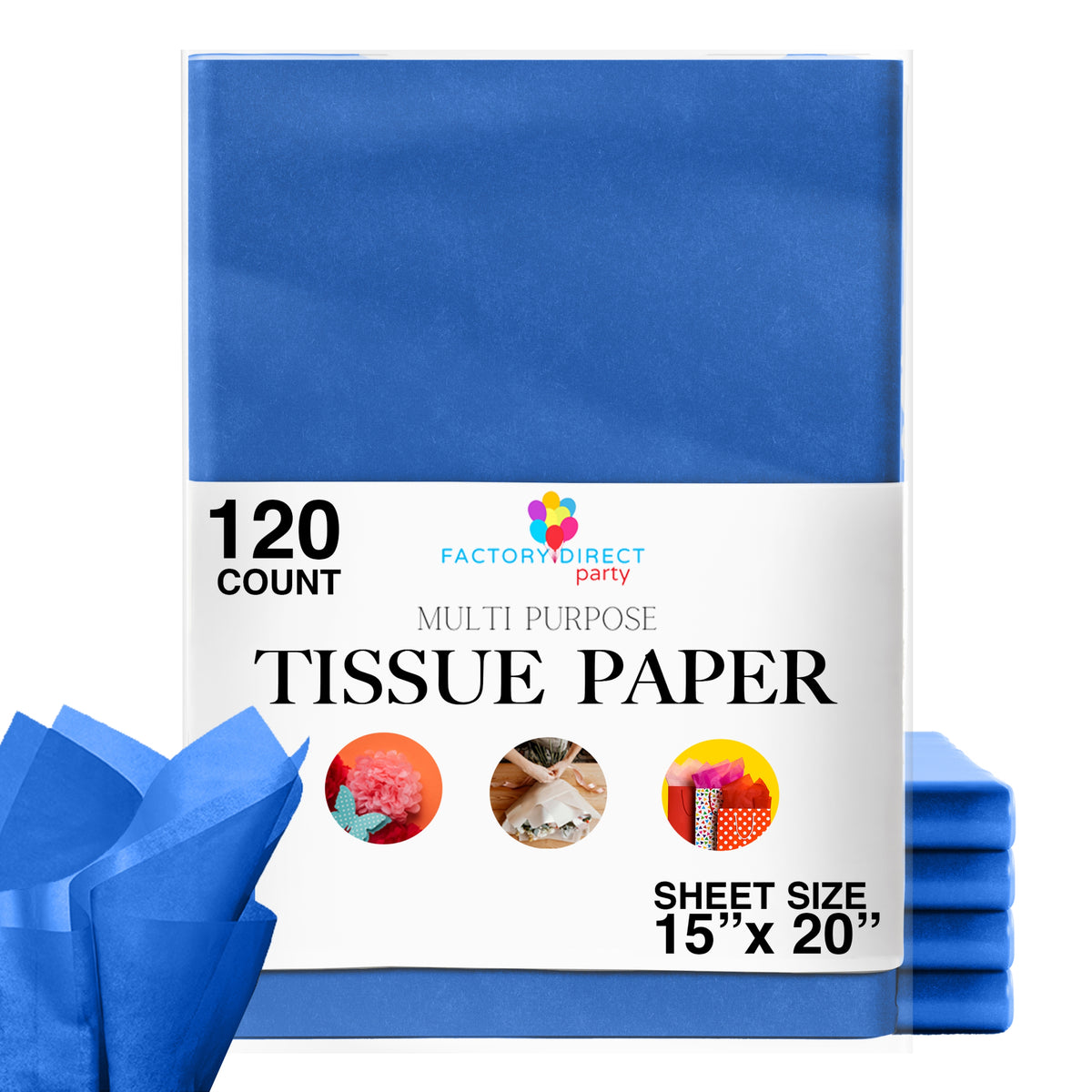 Dark Blue Tissue Paper 15 In. x 20 In. | 120 Sheets