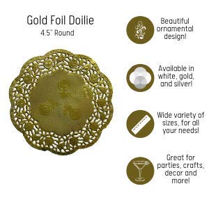 4.5 In. Round Gold Foil Doilies | 20 Count