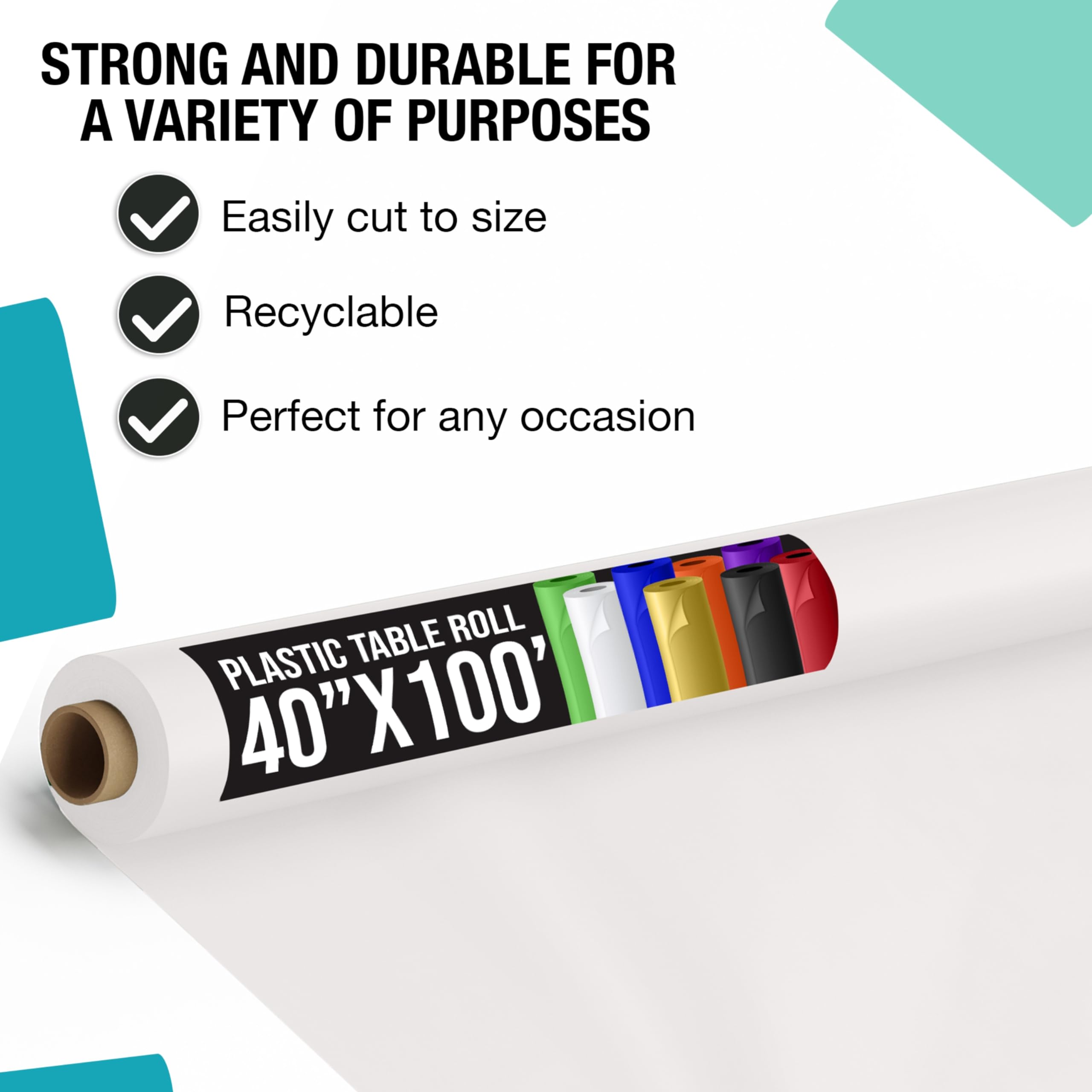 40 In. x 100 Ft. White Table Roll