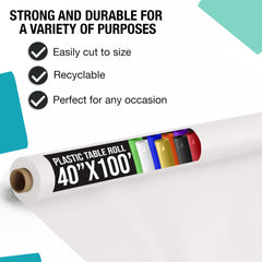 40 In. x 100 Ft. White Table Roll | Case of 6