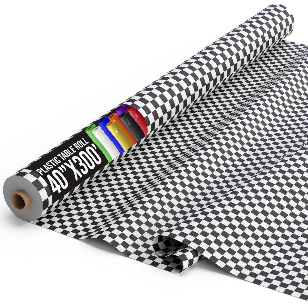 40 In. x 300 Ft. Black/White Checkered Table Roll | Case of 4