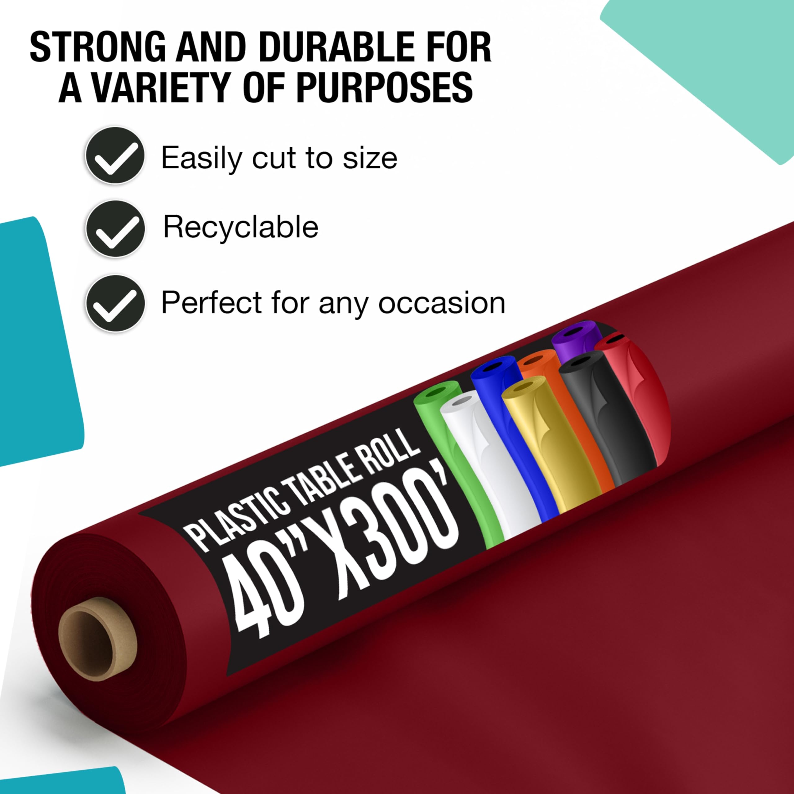 40 In. x 300 Ft. Premium Burgundy Table Roll