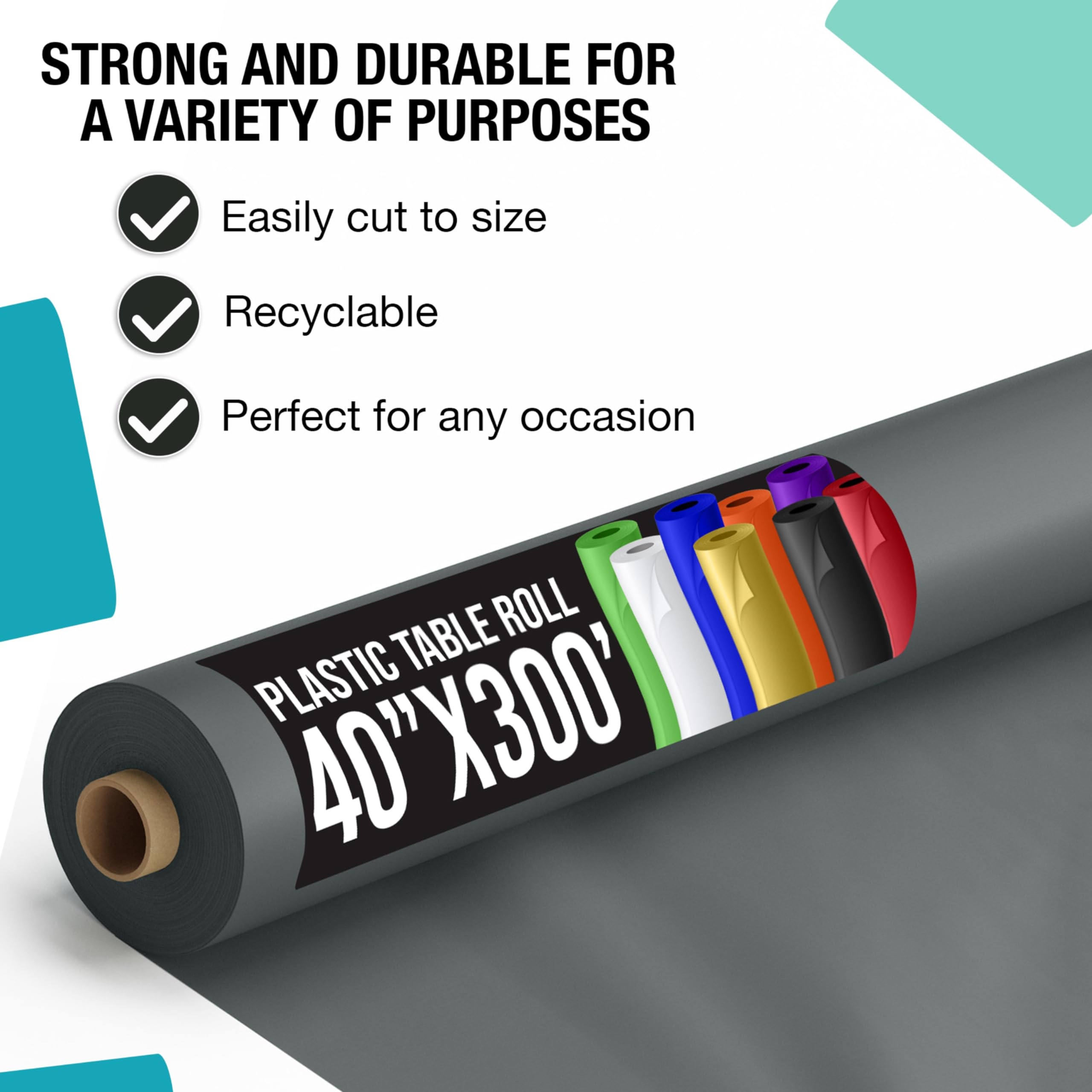 40 In. x 300 Ft. Premium Silver Table Roll | Case of 4