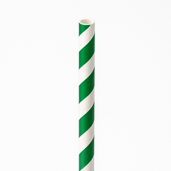 Green and White Striped Paper Straws
