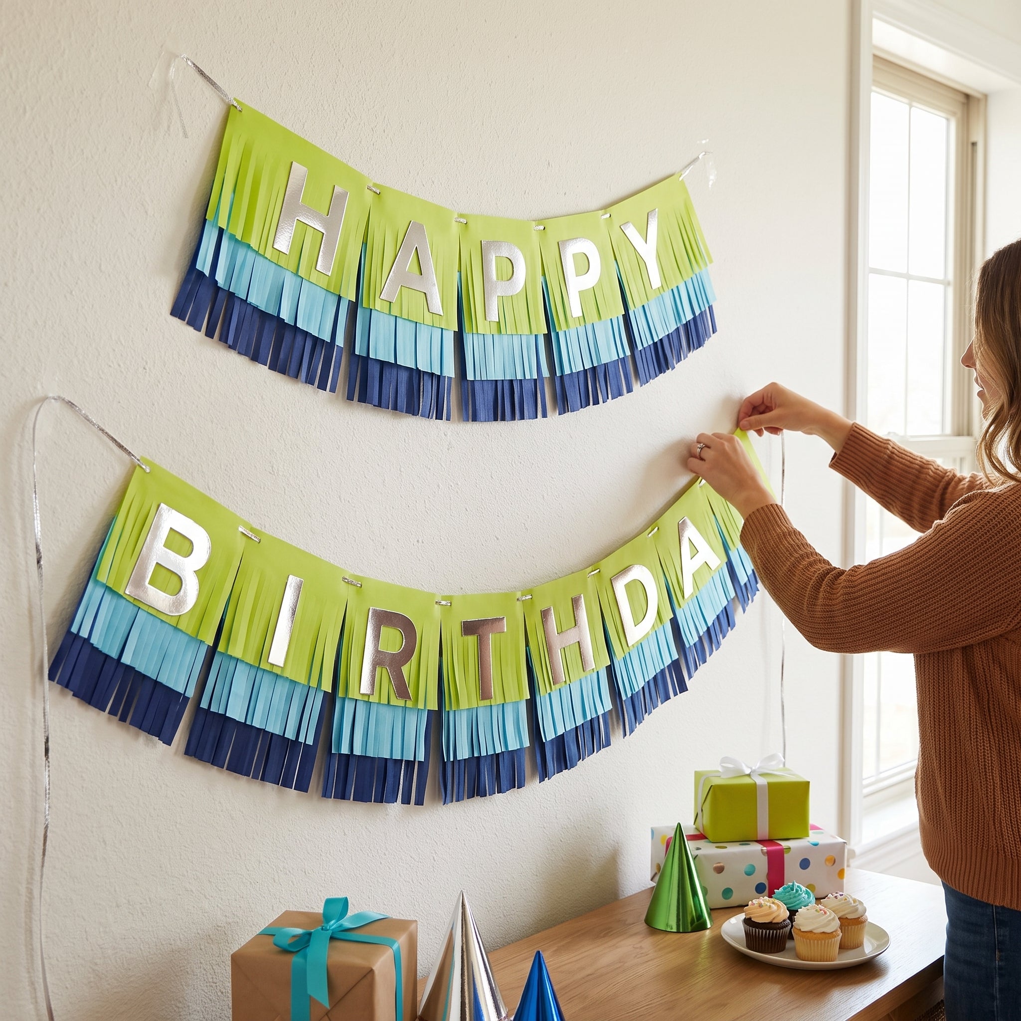Modern Fringe Happy Birthday Banner