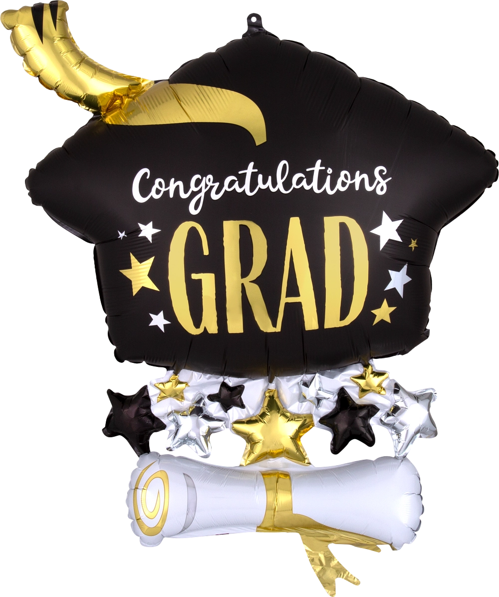 Satin Cap & Diploma Graduation SuperShape Balloon