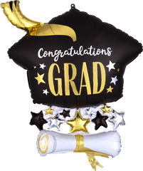 Satin Cap & Diploma Graduation SuperShape Balloon