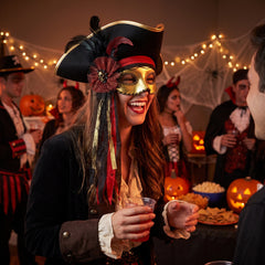 Pirate Masquerade Feathered Mask for Halloween