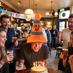Novelty Construction Cone Birthday Hat - "Old AF"