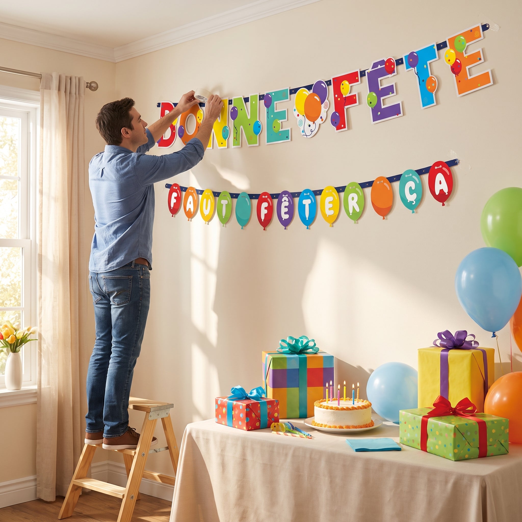 Multi-Coloured "Bonne F√™te" French Birthday Banner Kit