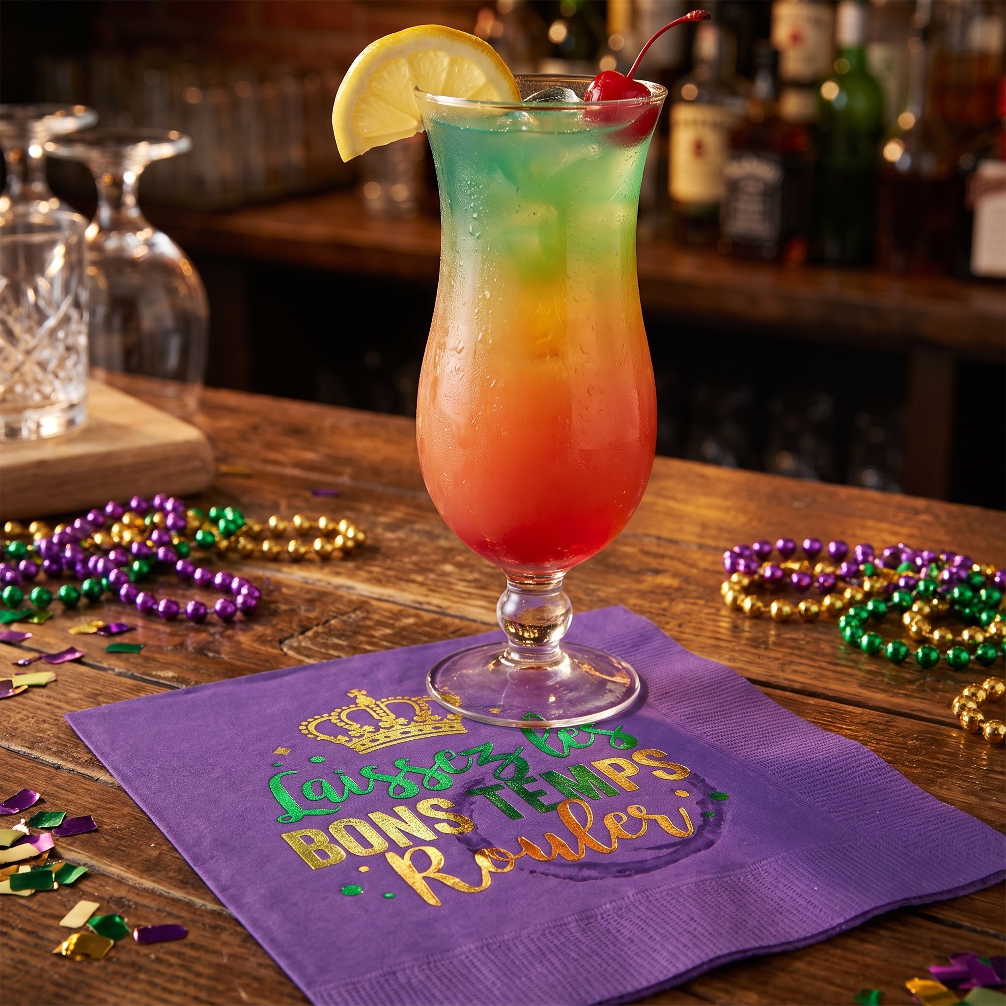 Mardi Gras Masquerade Hot Stamped Beverage Napkins - 5 In. X 5 In.