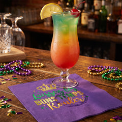 Mardi Gras Masquerade Hot Stamped Beverage Napkins - 5 In. X 5 In.
