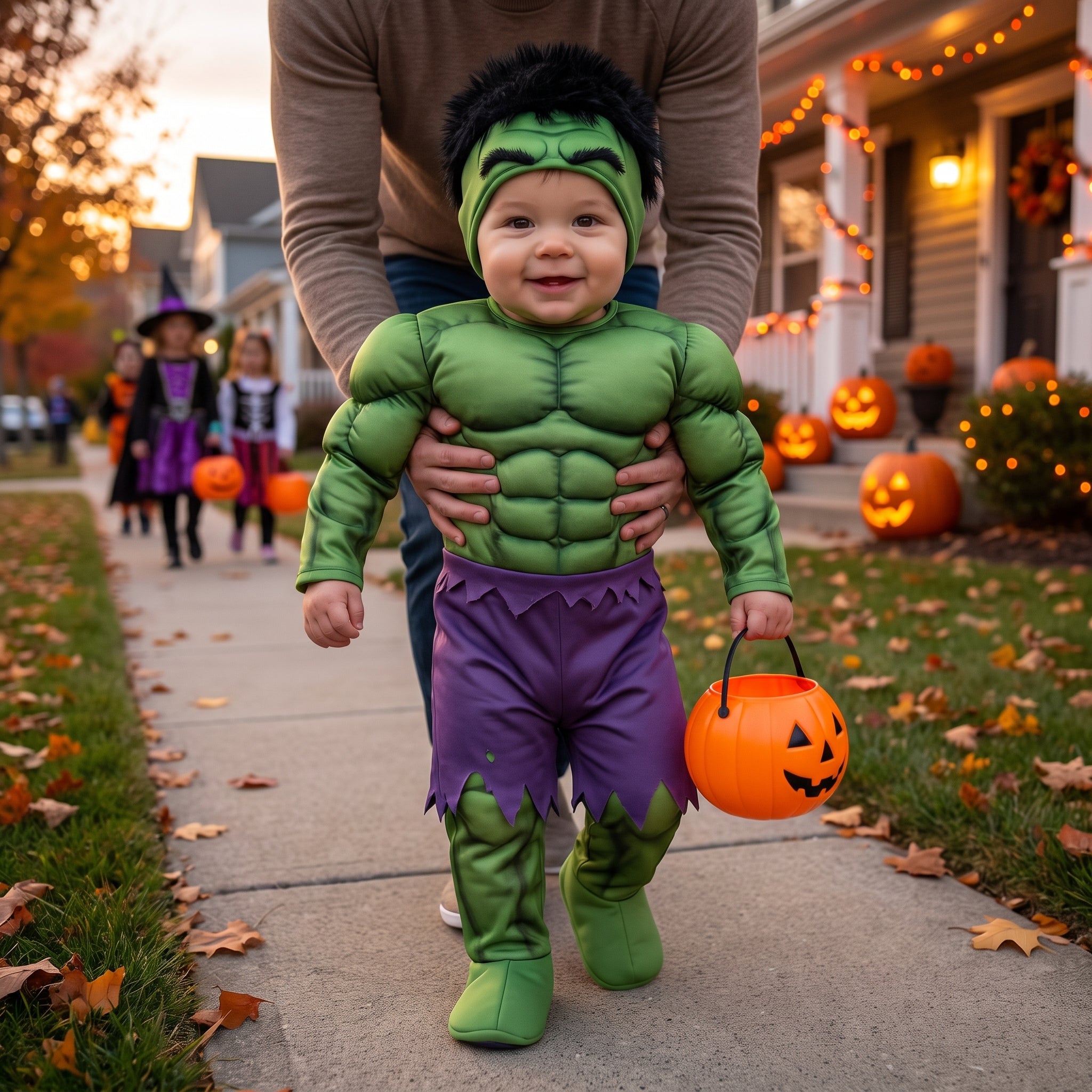 Infant Marvel Hulk Muscle Costume with Hat for Halloween - Infant (6-12 Months)