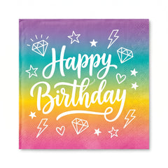 Sparkle "Happy Birthday" Lunch Napkins, Multi-Colored, 6.5-Inch, 16-Pack