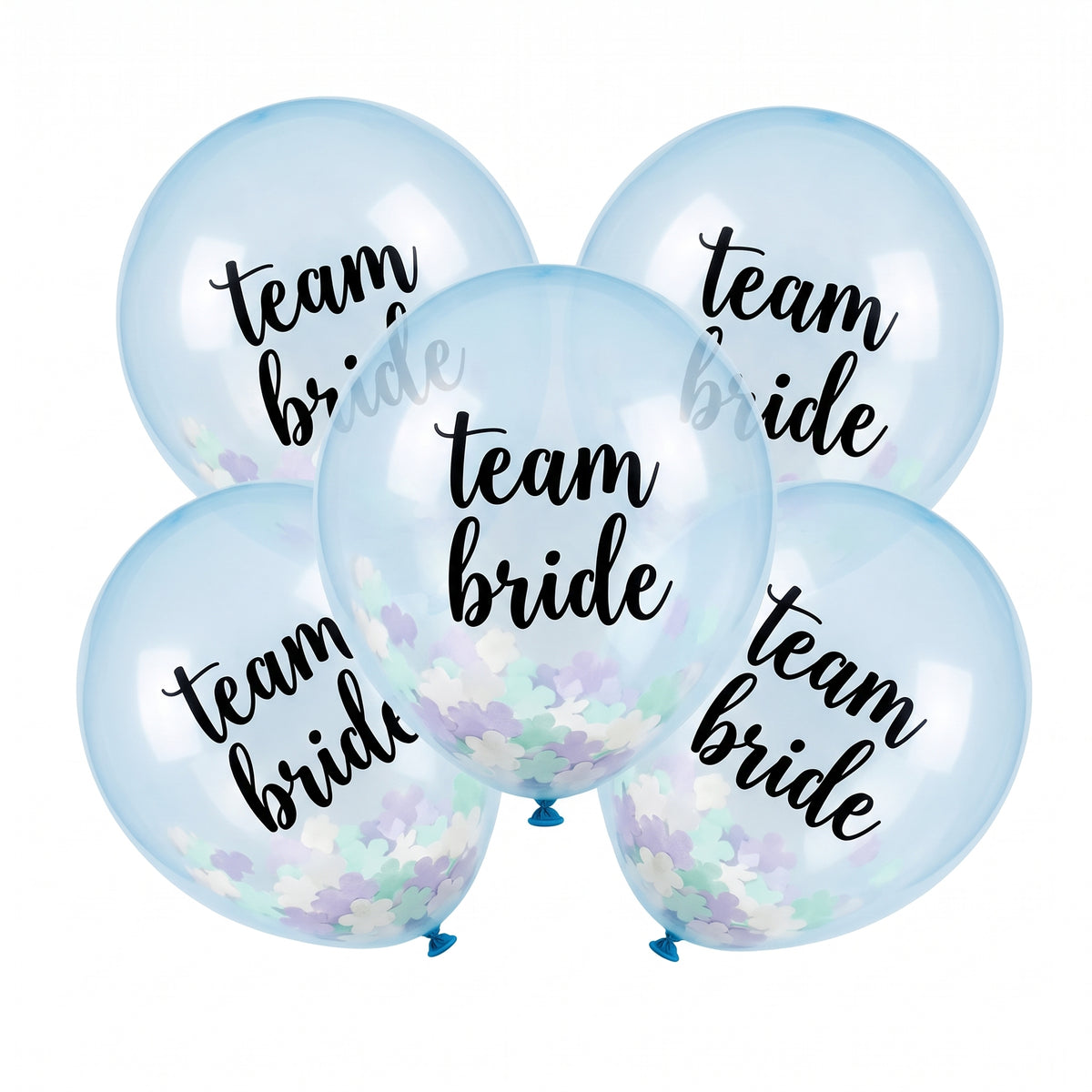 "Team Bride" Floral Confetti Balloons - 12-Inch, 5-Pack