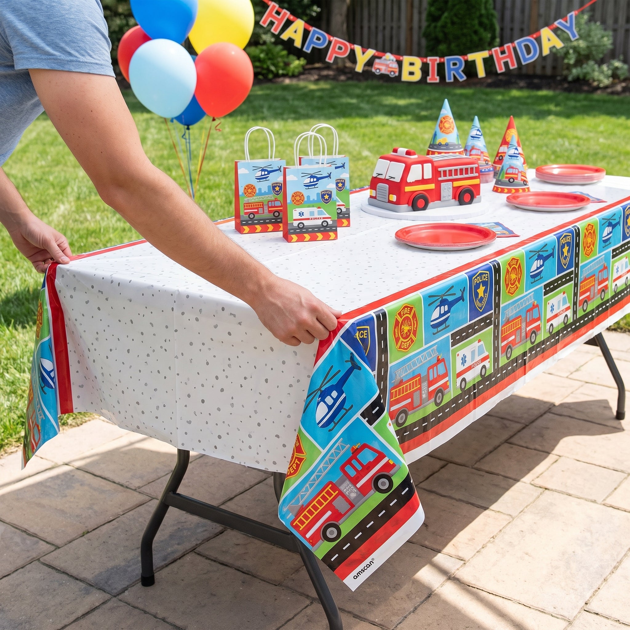 First Responders Plastic Table Cover for Kids' Birthday Party