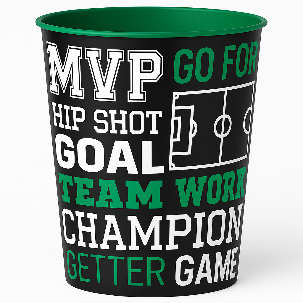 Goal Getter Soccer Favor Cup - 16oz, Black and Green
