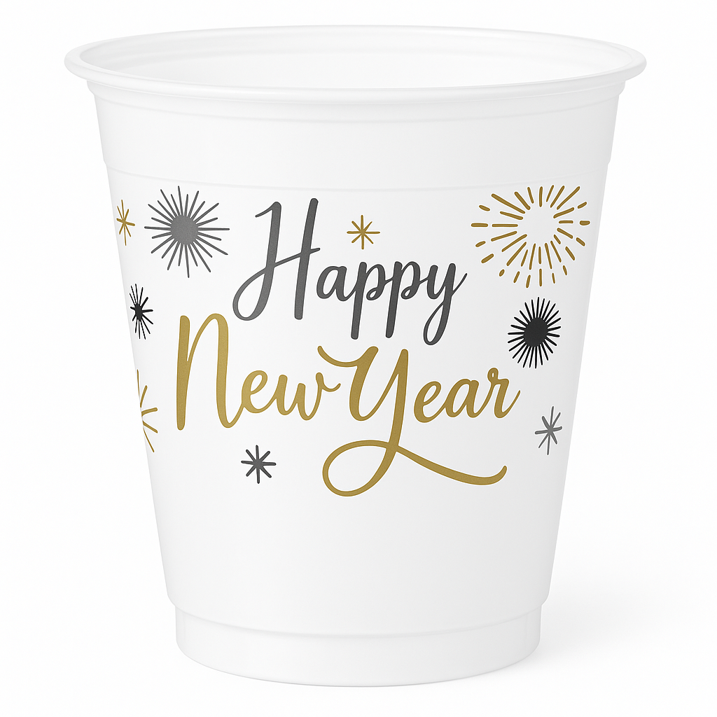 "Happy New Year" 16oz Plastic Tumblers, 25-Pack