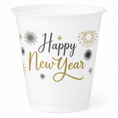 "Happy New Year" 16oz Plastic Tumblers, 25-Pack