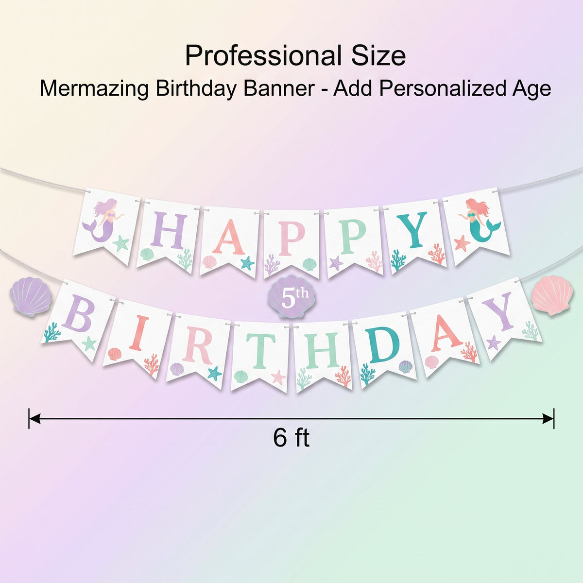 Mermazing Birthday Banner - Add Personalized Age