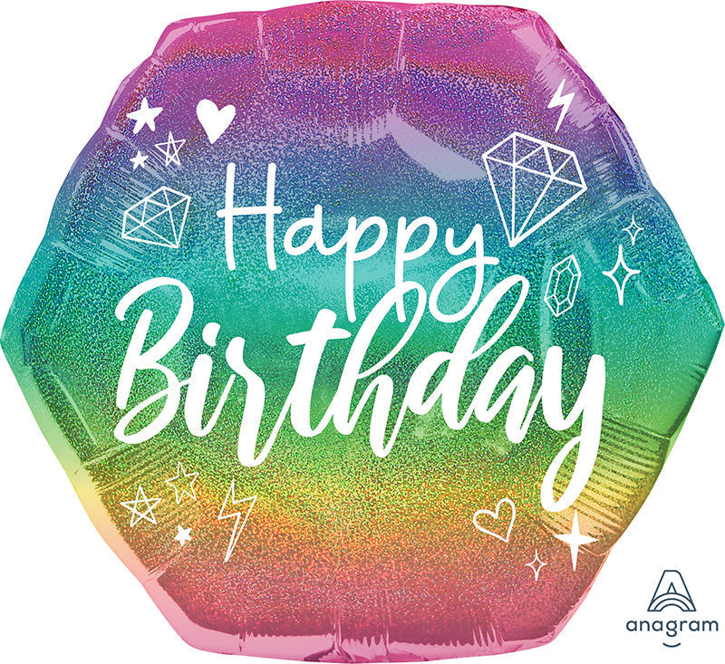 Holographic Sparkle Birthday Balloon - 23"