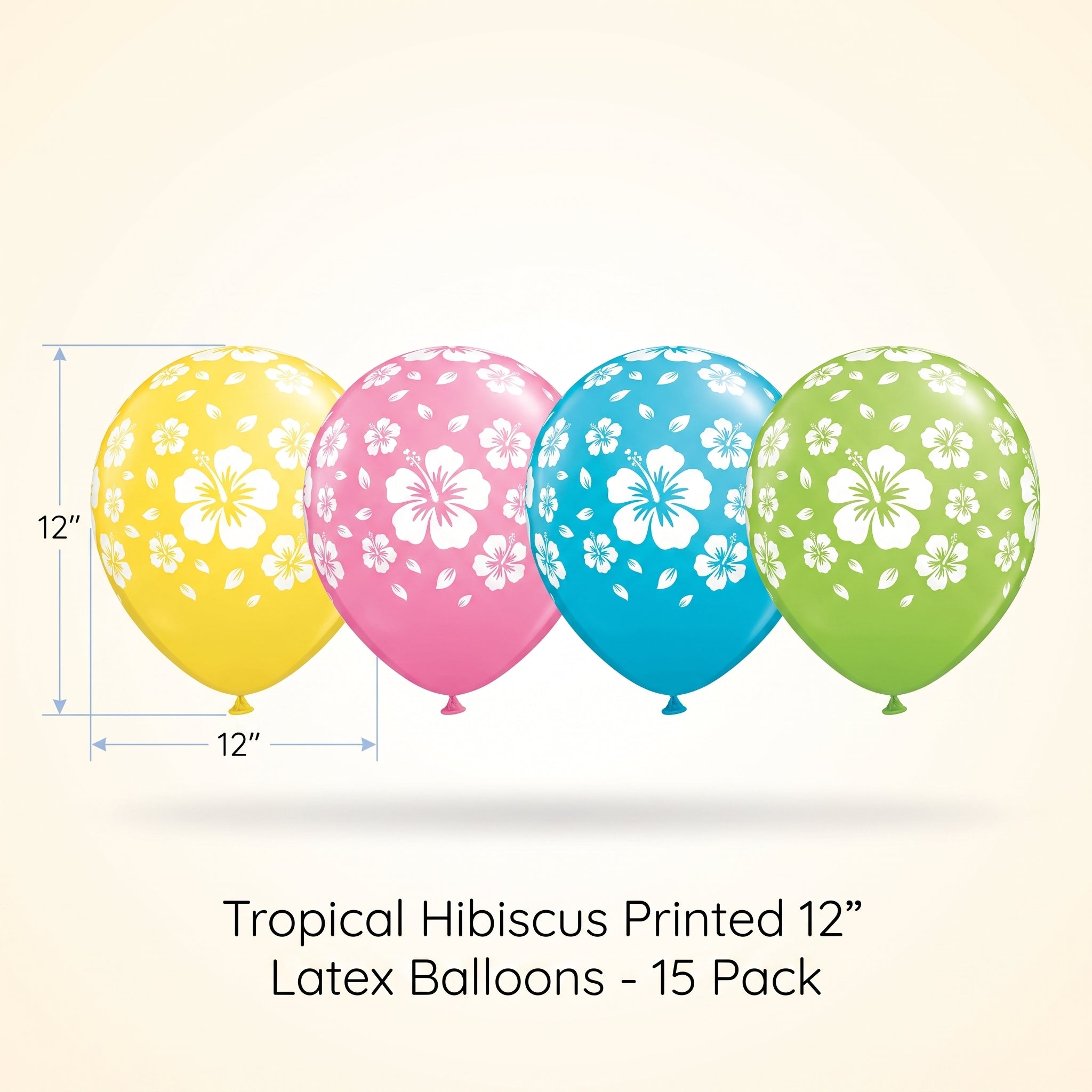 Tropical Hibiscus Printed 12" Latex Balloons - 15 Pack